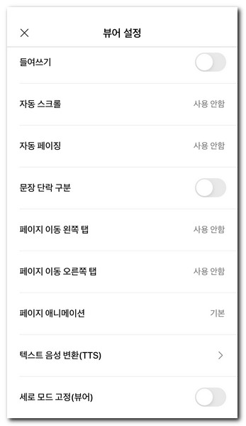 뷰어 설정 모습