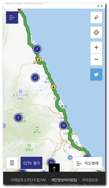 7호선은 동해를 따라서 연결되어 있다