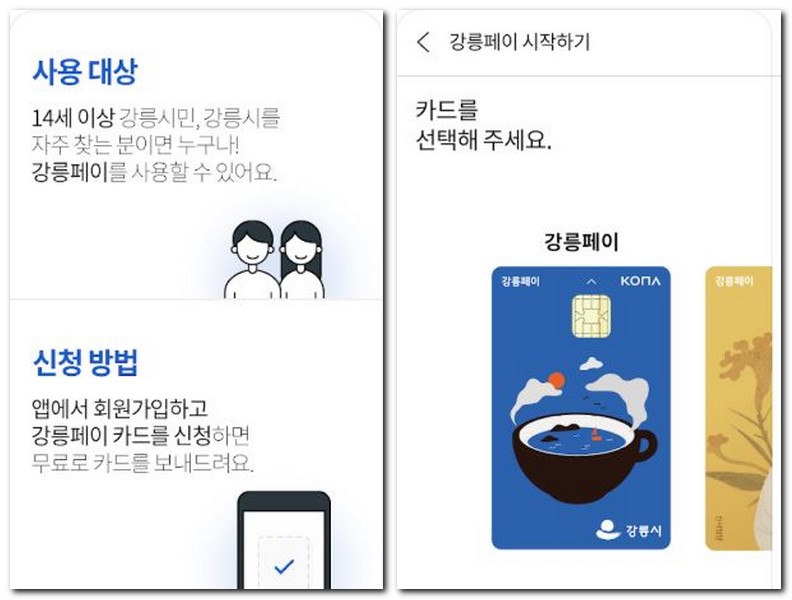 강릉페이 앱 설치 카드 신청 잔액조회 사용방법