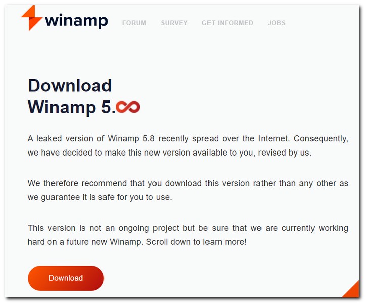 Winamp 5.8버전 다운로드